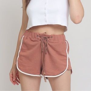 Lace up terry cloth shorts
